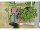 A captivating overhead view showcases the pool and well-kept garden at 20705 Nettleton St, Orlando, FL 32833