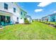 Wide shot of a backyard featuring Adirondack chairs and colorful townhome exteriors at 3192 Caribbean Soul Dr, Kissimmee, FL 34747