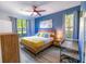 Bright bedroom with large windows and a comfortable bed and functional workspace at 4720 Hemingway House St, Kissimmee, FL 34746