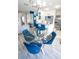 Dining room with modern lighting, bold blue accent wall, and glass table set at 4720 Hemingway House St, Kissimmee, FL 34746