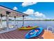 Boat dock on the lake with a lift, kayaks, and a ladder offering direct water access at 673 Balmoral Rd, Winter Park, FL 32789