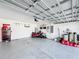 Garage features a concrete floor, electrical equipment, and an open garage door at 744 Simone Ct, Haines City, FL 33844