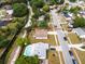 Overhead view of a property with vibrant landscaping, a refreshing pool, and convenient street access at 7714 Lady Frances Way, Orlando, FL 32807