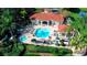 Aerial view of community center, pool and hot tub at 8500 Palm Harbour Dr, Kissimmee, FL 34747