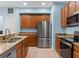Modern kitchen with stainless steel appliances and granite countertops at 13832 Dove Wing Ct, Orlando, FL 32828