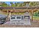 Spacious outdoor kitchen with brick fireplace, built-in grill, and ample counter space for entertaining at 225 N Phippen Ave, Deland, FL 32724