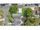 Bird's-eye view of a home with a spacious yard, patio, and detached garage, surrounded by lush greenery at 3000 Amherst Ave, Orlando, FL 32804