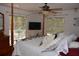 Bright main bedroom with a four poster bed frame with sliding glass doors leading to a pool at 308 Tangerine St, Altamonte Springs, FL 32701