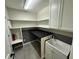 Functional laundry room boasts built-in shelves, a countertop, and a utility sink at 3665 Brighton Park Cir, Orlando, FL 32812