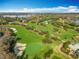 Expansive aerial view of a golf course community, highlighting lush greens, water features, and luxury residences at 5067 Latrobe Dr, Windermere, FL 34786