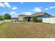 Spacious backyard with paver patio, playground, and white picket fence at 820 Timber Isle Dr, Orlando, FL 32828