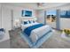 Comfortable bedroom with natural light, complemented by blue and white accents at 1112 Merrill St, Davenport, FL 33837