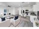 Bright, open-concept living room and kitchen with modern furnishings and stainless steel appliances at 1112 Merrill St, Davenport, FL 33837