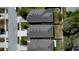 Aerial view of homes showing roof details, yards, and neighborhood layout at 118 Hurst Ct, Deland, FL 32724