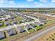 Aerial view of neighborhood showcasing numerous homes, streets, and green spaces in a residential area at 1579 Swan Lake Cir, Dundee, FL 33838