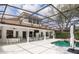 Covered outdoor patio with a swimming pool, dining area, and a beautiful screened enclosure at 25813 Feather Ridge Ln, Sorrento, FL 32776