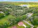 Aerial view of homes nestled within a landscape of mature trees and a lake in the background at 501 Mulberry St, Fruitland Park, FL 34731