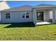Backyard featuring well-maintained lawn, covered patio, and neutral color scheme at 618 Duke Dr, Haines City, FL 33844