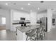 Modern kitchen with white cabinets, stainless steel appliances, and a gray countertop island with seating at 660 Silver Palm Dr, Haines City, FL 33844