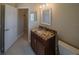 Bathroom featuring granite countertop, recessed lighting, and neutral color palette at 1450 Chessington Cir, Lake Mary, FL 32746
