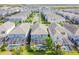 An aerial view of a community with similar homes, each featuring screened-in pools and landscaped yards at 1628 Moon Valley Dr, Davenport, FL 33896