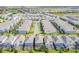 An aerial view of a planned community showcasing uniform housing, landscaping, and recreational areas at 1628 Moon Valley Dr, Davenport, FL 33896