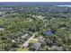 An aerial view of a residential area nestled among lush trees, serene water, and winding streets at 271 W 11Th St, Chuluota, FL 32766