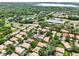 Bird's-eye view of a charming neighborhood, lush greenery, and a tranquil lake in the distance at 2843 Maria Isabel Ave, Ocoee, FL 34761