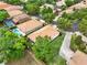 Overhead view showcasing a lush backyard with a sparkling pool, mature trees, and a well-maintained lawn at 2843 Maria Isabel Ave, Ocoee, FL 34761