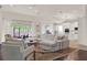 Bright, open living room with a white couch, modern rug, and an inviting view of the kitchen at 2843 Maria Isabel Ave, Ocoee, FL 34761