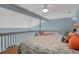 Spacious upstairs bedroom features a ceiling fan, light walls and access to landing area at 33 Sea Haven Dr, Ponce Inlet, FL 32127