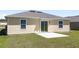 Exterior view of backyard with sliding glass doors at 4718 Magnetite Loop, Mount Dora, FL 32757
