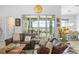 Comfortable living room with water views, large windows, and sliding glass doors at 720 Basin Dr, Kissimmee, FL 34744