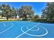 Well-maintained basketball court with blue surface, surrounded by trees at 2781 Almaton Loop # 203, Kissimmee, FL 34747