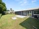 A spacious backyard with a well-maintained lawn and a small concrete patio near the house at 5134 Harvard W St, Lakeland, FL 33810