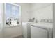 Convenient laundry room with modern washer and dryer, natural light, and storage at 640 Trotters Dr, Eagle Lake, FL 33839