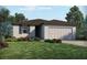 Beautiful single-story home featuring a two-car garage and a well-maintained lawn with charming landscaping at 3218 Viceroy Ct, Poinciana, FL 34759