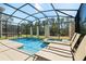Inviting screened-in pool and spa surrounded by lounge chairs and lush greenery for ultimate relaxation at 8944 Sugar Palm Rd, Kissimmee, FL 34747