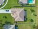 Aerial view of the house showing backyard, roof and driveway at 4229 Settlers Ct, St Cloud, FL 34772