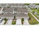 An aerial view of a townhome community with garages and manicured landscaping at 5892 Soter Ln, Windermere, FL 34786
