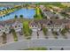 Beautiful aerial view of townhomes near a picturesque lake offering a tranquil living environment at 1969 Portofino Meadows Blvd, Orlando, FL 32824