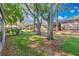 Lush backyard featuring mature trees and well-maintained grass and partial view of townhome at 218 Nettlewood Ln, Fern Park, FL 32730