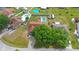 Aerial view showcases the home's pool and spacious yard in a desirable neighborhood at 2622 Jennifer Dr, Lakeland, FL 33810
