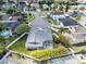 Birds eye view shows the beautiful single-Gathering home with the private screened in-ground swimming pool at 3469 Foxton Ct, Oviedo, FL 32765