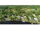 Stunning aerial shot of waterfront homes with private docks nestled amidst lush greenery and a tranquil river setting at 3655 E Osceola Rd, Geneva, FL 32732