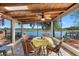 Covered patio with wicker furniture, ceiling fan, and water view at 3655 E Osceola Rd, Geneva, FL 32732