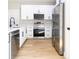 Modern kitchen with stainless steel appliances, sleek white cabinets, and a contemporary design at 54 Malauka Trak, Ocklawaha, FL 32179