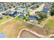 Aerial shot of a residential area showcasing fenced homes and a serene pond, offering a peaceful community feel at 563 Copperdale Ave, Winter Garden, FL 34787