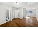 Spacious bedroom with hardwood floors, closet and sliding glass doors leading to outdoor space at 800 Marion Dr, Mount Dora, FL 32757