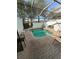 A screened-in pool with brick pavers and outdoor seating creates a relaxing backyard oasis at 7661 Fitzclarence St, Kissimmee, FL 34747